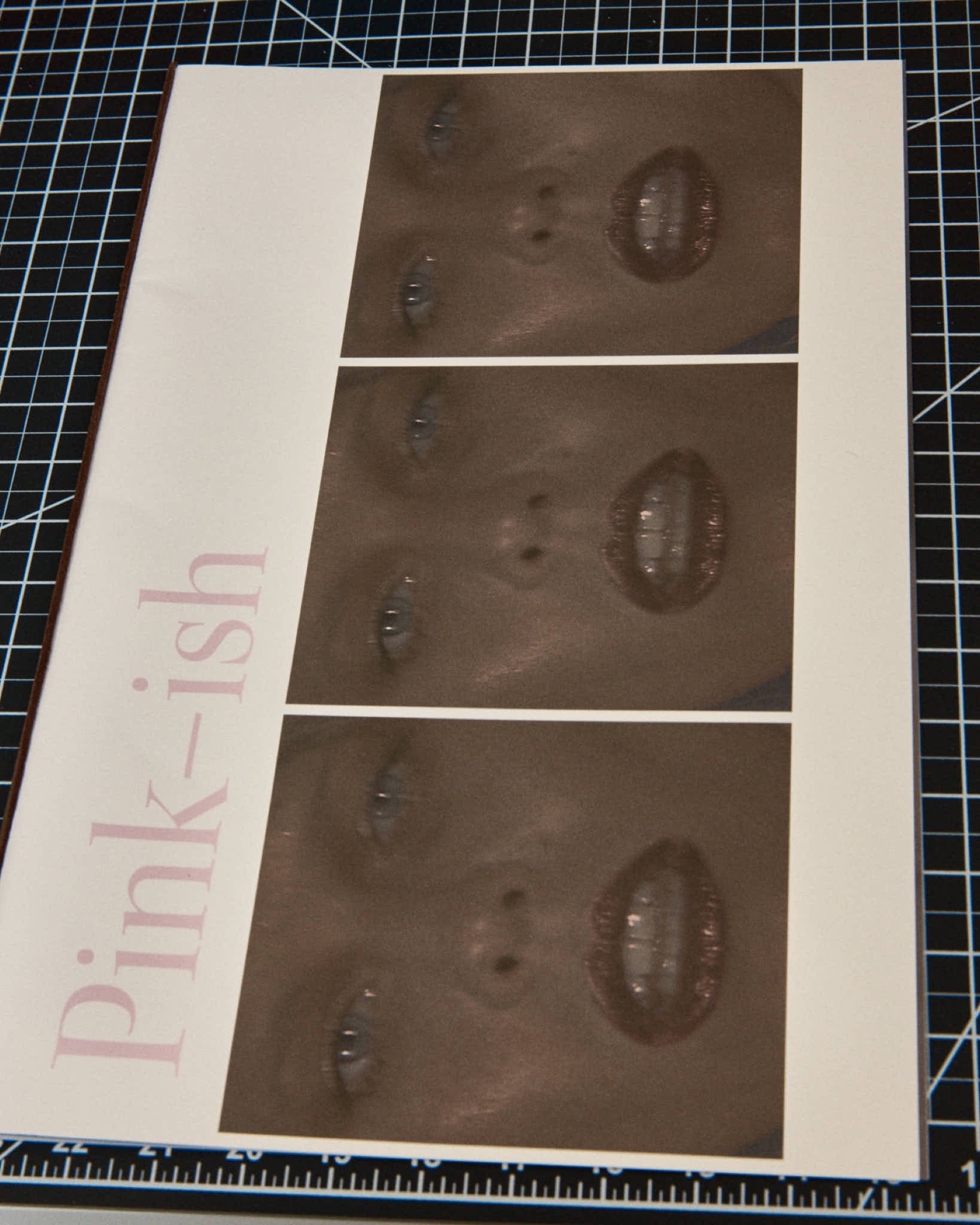 Close-up triptych of lips and eyes